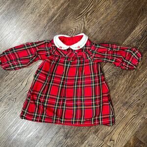 FLORENCE EISEMAN Red Plaid Peter Pan Collar Dress 24mo